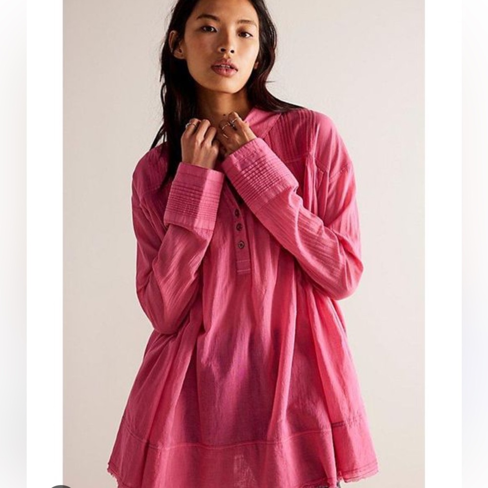 Free People We The Free Sheer Swing Shirt Pink XS